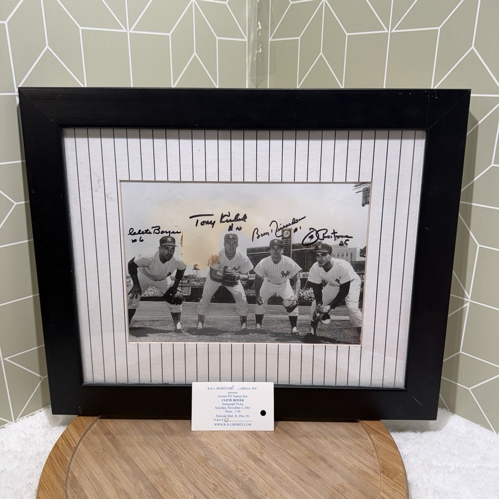 1961 NY Yankees Infield Signed Skowron Richardson Kubek Boyer Framed‎